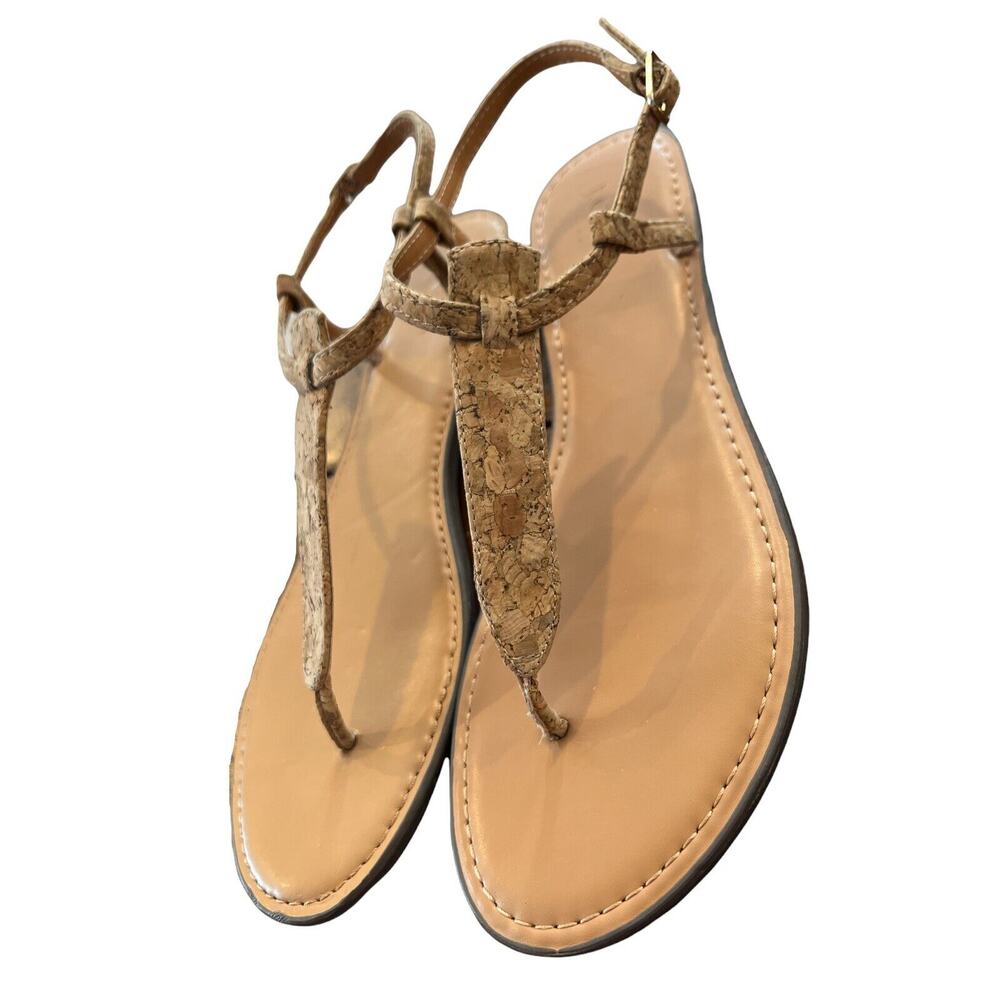 9.5 M J. Crew Womens Cork T-strap Sandals Tan Brown - Picture 2 of 7